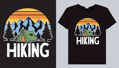 Hiking t-shirt design, outdoor mountain adventure