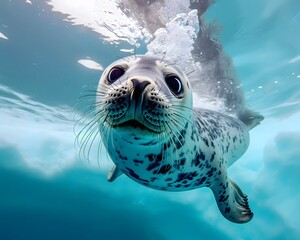 seal swimming underwater - Powered by Adobe