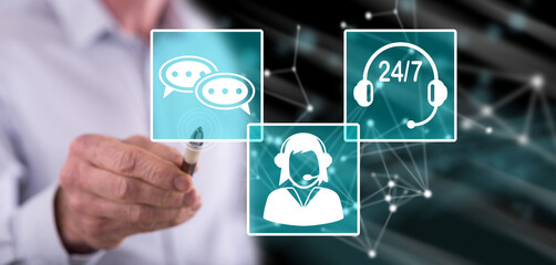 Man touching an assistance concept