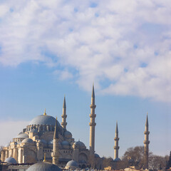 Fototapeta na wymiar Suleymaniye Mosque view. Ramadan or islamic concept