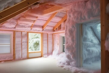 Foam sprayed insulated attic Generative Ai