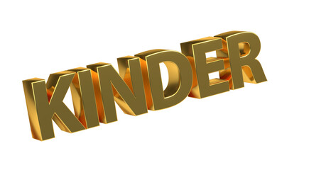 Kinder - goldene plakative 3D-Schrift, Jungen, Mädchen, Generation, Kindheit, Erziehung, Kleinkinder, Babys, Spielen, Schule, Bildung, Freisteller, Rendering
