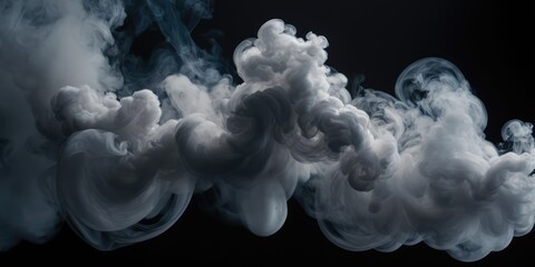 A voluminous long cloud of smoke in the dark. - obrazy, fototapety, plakaty