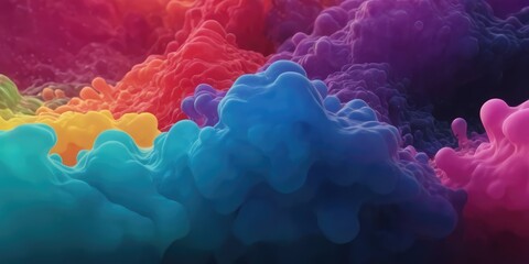 Fluffy clouds of colored smoke in an abstract pattern.