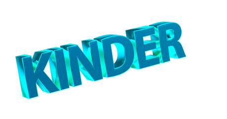 Kinder - hellblaue plakative 3D-Schrift, Jungen, Mädchen, Generation, Kindheit, Erziehung, Kleinkinder, Babys, Spielen, Schule, Bildung, Freisteller, Rendering
