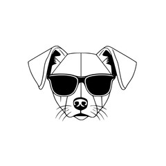Dog With Sunglasses Logo SVG Black and White Illustration Art Generative AI.