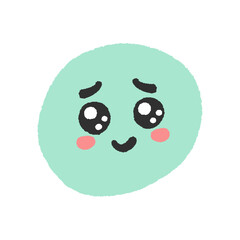 Fototapeta premium うるうるの目で微笑んでいるかわいい手書きの絵文字 - 嬉しそうなぴえんな笑顔のデザイン素材