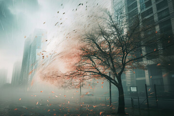 City Windswept landscapes during windy weather.