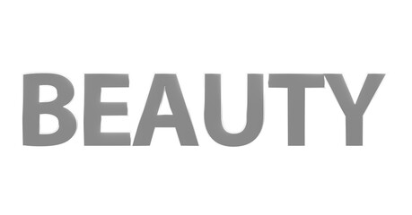 Beauty silberne plakative 3D-Schrift, Schönheit, Hautpflege, Make-up, Kosmetik, Wellness, Nageldesign,  Lippenstift, Rouge,  Gesichtspflege, Sonnenschutz, Frisuren, Maniküre, Rendering, Freisteller
