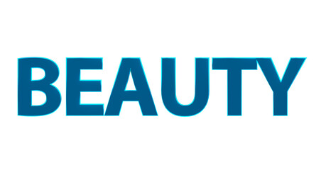 Beauty türkise plakative 3D-Schrift, Schönheit, Hautpflege, Make-up, Kosmetik, Wellness, Nageldesign,  Lippenstift, Rouge,  Gesichtspflege, Sonnenschutz, Frisuren, Maniküre, Rendering, Freisteller