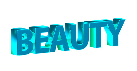 Beauty türkise plakative 3D-Schrift, Schönheit, Hautpflege, Make-up, Kosmetik, Wellness, Nageldesign,  Lippenstift, Rouge,  Gesichtspflege, Sonnenschutz, Frisuren, Maniküre, Rendering, Freisteller