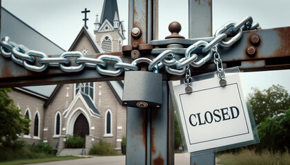 Christian church closure. When people leave, congregations dwindle. And when that gets to a critical point, churches close. That has led to a flood of churches available for sale