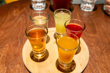 Set of various alcoholic drinks on the table