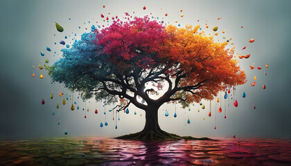 a series of photos of beautiful, picturesque trees full of colors