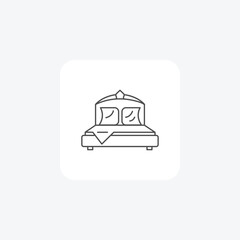 Bedroom grey thin line icon outline icon, pixel perfect