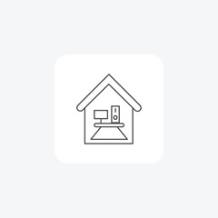 Fototapeta na wymiar Home Office grey thin line icon outline icon, pixel perfect