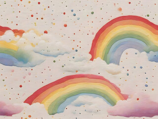 rainbow in the clouds on white background