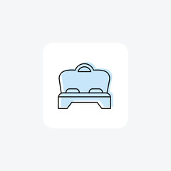 Bed color shadow line icon outline icon, pixel perfect