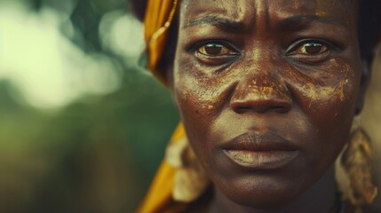 Close-up of a poor woman from Africa - obrazy, fototapety, plakaty