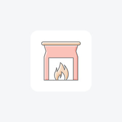 Fireplace awesome lineal color icon outline icon, pixel perfect