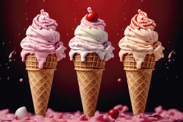 Collection of various delicious ice cream. Generative AI