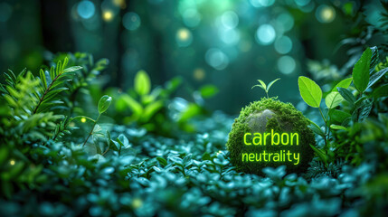 Carbon natural forest with earth, Net zero greenhouse gas emissions , Environment concept for net zero emissions