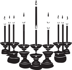 set of black and white candles