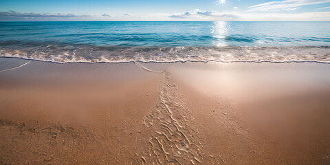 Fototapeta na wymiar エメラルドグリーンの海と砂浜