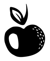 Apple drawing hand painted with ink brush. Png clipart isolated on transparent background