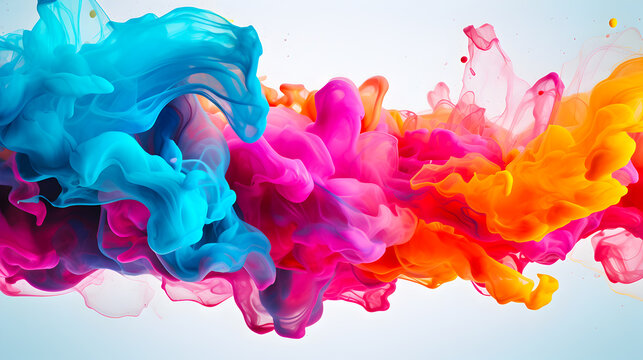 A colourful powder explosion of holi paint on white background