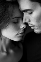 black and white, man and woman, tenderness and love