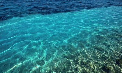 Fototapeta na wymiar Serene Clear Blue Water Texture with Sunlight Reflections