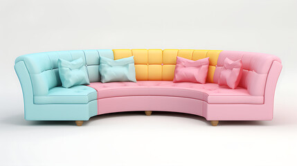Elegant Comfort in Soft Pop Style: A Multicolored Sofa