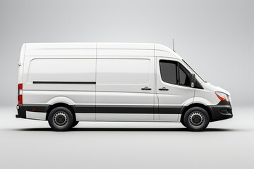 Naklejka premium White van mockup on white background Generative Ai
