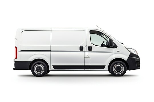 White van mockup on white background Generative Ai