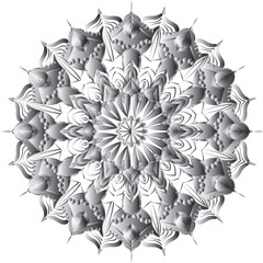  Circular flower mandala pattern for Henna, Mehndi, and Decoration. Decorative ornament in ethnic oriental style. Outline doodle hand draw vector illustration