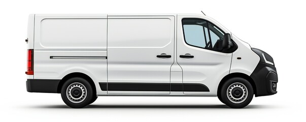 White van mockup on white background Generative Ai