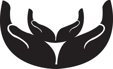 Vector illustration of linear hands. The abstract symbol for clip art or web icon.