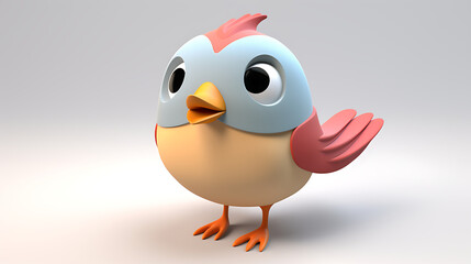 Charming Bird Illustration in Soft Pop Style