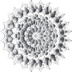  Circular flower mandala pattern for Henna, Mehndi, and Decoration. Decorative ornament in ethnic oriental style. Outline doodle hand draw vector illustration