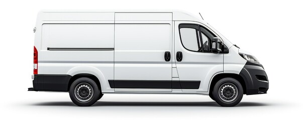Fototapeta premium White van mockup on white background Generative Ai