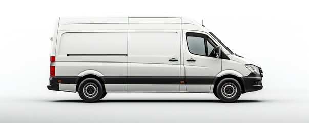 White van mockup on white background Generative Ai