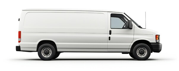 White van mockup on white background Generative Ai
