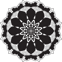  Circular flower mandala pattern for Henna, Mehndi, and Decoration. Decorative ornament in ethnic oriental style. Outline doodle hand draw vector illustration