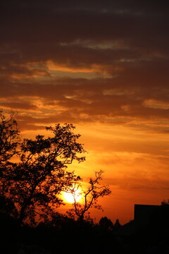 sunset over the city