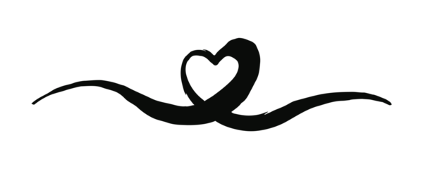 Heart Valentine's Day swash hand painted with brush and ink. Png clipart isolated on transparent background