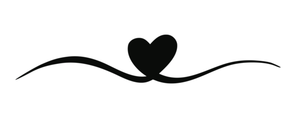 Heart Valentine's Day swash hand painted with brush and ink. Png clipart isolated on transparent background