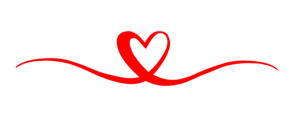 Heart Valentine's Day swash hand painted with brush and ink. Png clipart isolated on transparent background