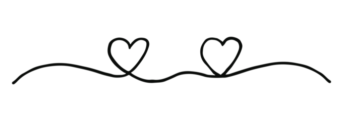 Two hearts intertwined. Valentine's Day swash hand painted with line. Png clipart isolated on transparent background