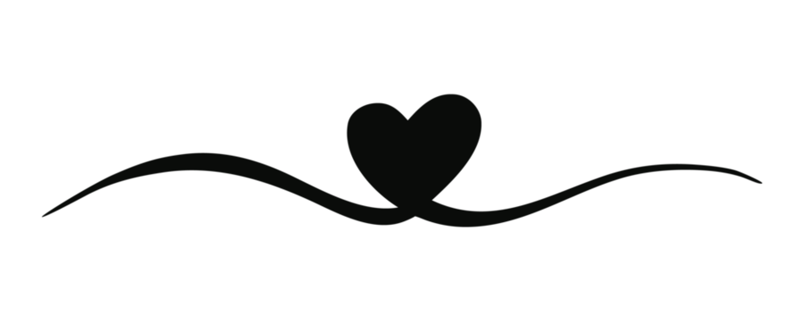 Heart Valentine's Day swash hand painted with brush and ink. Png clipart isolated on transparent background